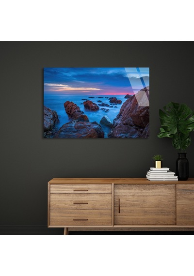 Kayalık Sahil - Cam Tablo - Deg1325 90 X 60 Cm