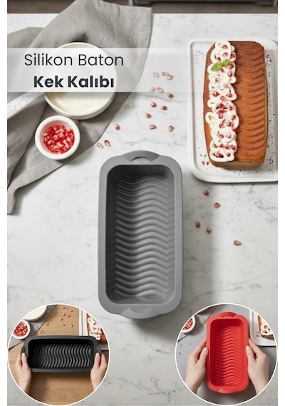 Silikon Fırın - Airfryer Baton Kek Kalıbı - Ekmek Kalıbı - Çok Amaçlı Pişirme Matı Karışık