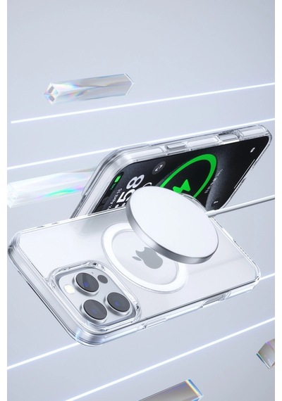 Joko Apple iPhone Uyumlu 16 Pro Max Gleam Pc Sert Magsafe Kılıf - Şeffaf-siyah Siyah - Şeffaf