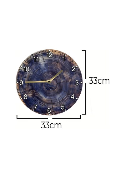 Mavi Kütük Desenli 3d Görünümlü Mdf Duvar Saati 33 Cm Doğal & Rustik Stil Sdw313 Renkli