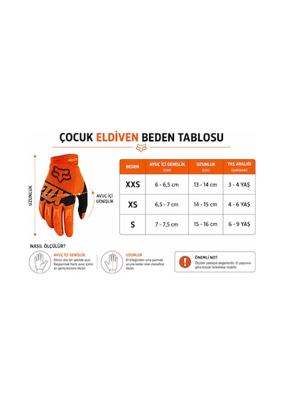 Fox Dirtpaw Çocuk Siyah Eldiven