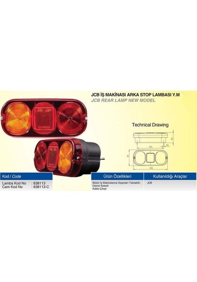 Çeray 838113 Jcb Is Makinasi Arka Stop Lambasi Yeni Model 451262137