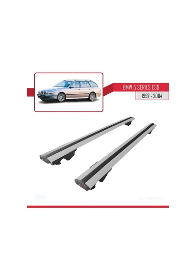 Bmw 5 Serisi E39 1997-2004 Arası İle Uyumlu Hook Model Anahtar Kilitli Ara Atkı Tavan Barı Gri