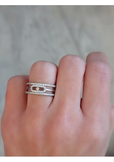 Ayarlanabilir Mess Model Zirkon Taşlı Silver Renk Çelik Yüzük Gümüş