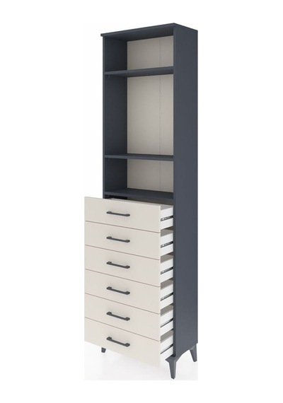 Arges Dolap 3 Raflı 6 Çekmeceli 60x30x221 Antrasit-aytaşı Antrasit