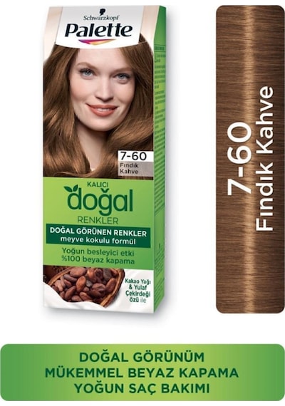 Palette Kalıcı Doğal Renkler Saç Boyası 7-60 Fındık Kahve X 3 Adet