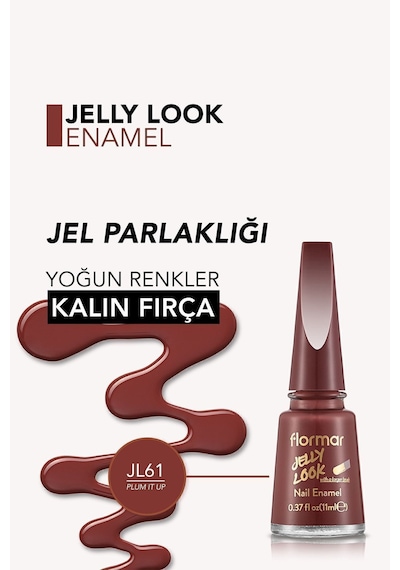 Flormar Jelly Look Jel Tırnak Efektli Parlak Oje JL61 Plum It Up