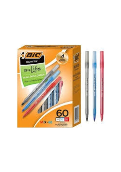 Bic Round Tükenmez Kalem 60 'lı Set 20 Siyah+20 Kırmızı+20 Mavi 3 Renk-60 Adet Karışık