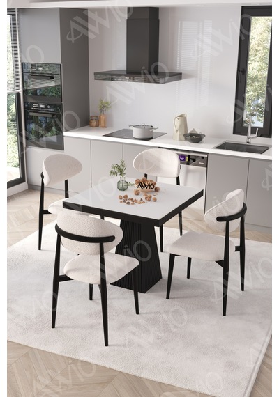 Avvio Viola Siyah Polo Metal Sandalye 90x90 Kare Yemek Masası Mutfak Masası Masa Sandalye Takımı Beyaz Avvio Viola Siyah Polo Metal Sandalye 90x90 Kare Yemek Masası Mutfak Masası Masa Sandalye Takımı Beyaz