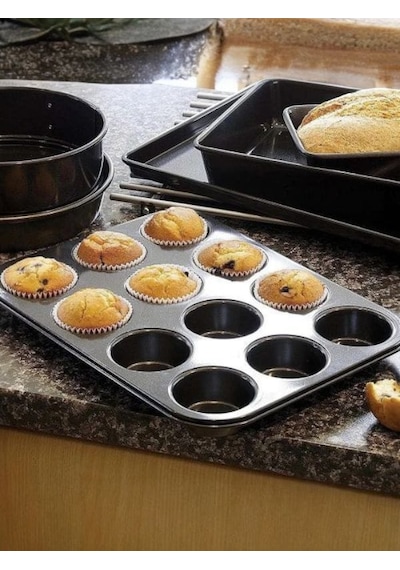 12'li Muffin Cupcake Kalıbı Siyah