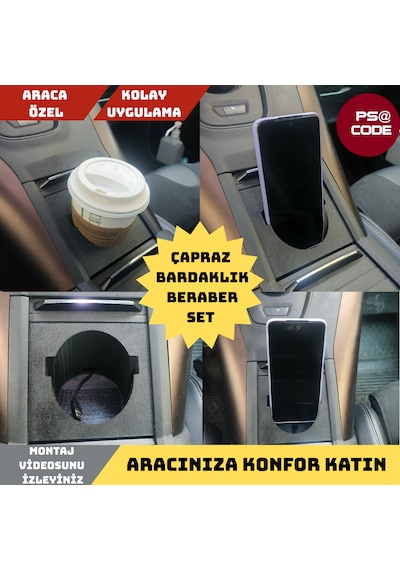 2019-2026 Peugeot Rifter-berlingo-combo-doblo Uyumlu Orta Konsol Bardaklık Ve Çapraz Bardaklık Set 2019-2026 Peugeot Rifter-berlingo-combo-doblo Uyumlu Orta Konsol Bardaklık Ve Çapraz Bardaklık Set