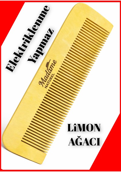 Dar Dişli Ahşap Tarak Limon Ağacı Elektriklenme Yapmaz 001
