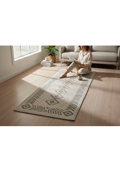 Yüksek Emici Pamuk Dokuma Banyo Halısı - Pamuklu Kaymaz Taban Kilim 40 X 60 Ebatlarında Bej - Açık Bej