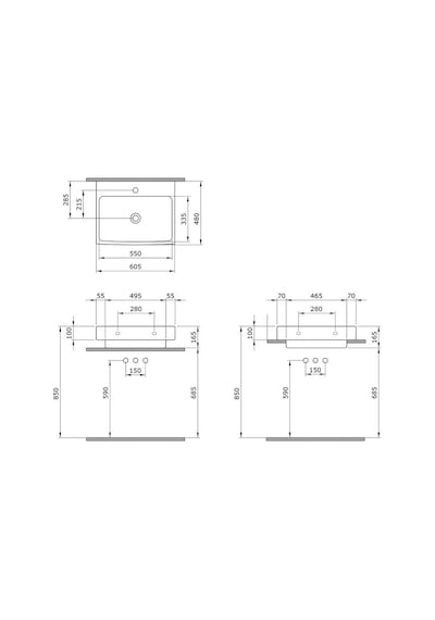 Bocchi Scala Tezgah Üstü Lavabo 60 CM Parlak Beyaz 1077-001-0126