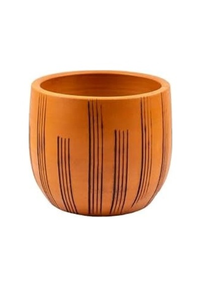 Bitki Tasarımı Ev Dekorasyon Aksesuar Dik Çizgi Desenli Toprak Saksı Saksılık Salon Çiçeklik - 19 Cm 50 x 22