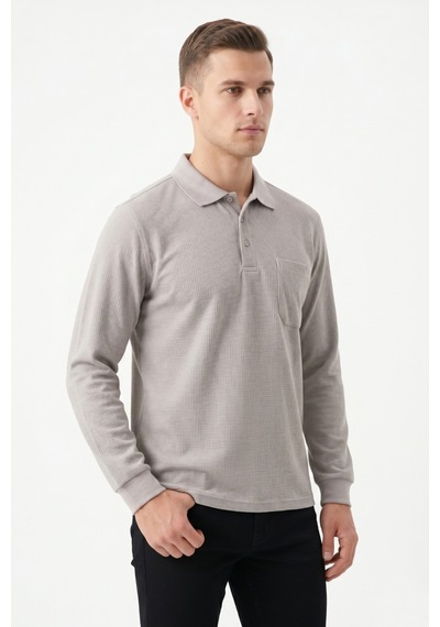 Dynamo Erkek Mevsimlik Polo Yaka Cepli Sweatshirt Bgl-st05366 Taş