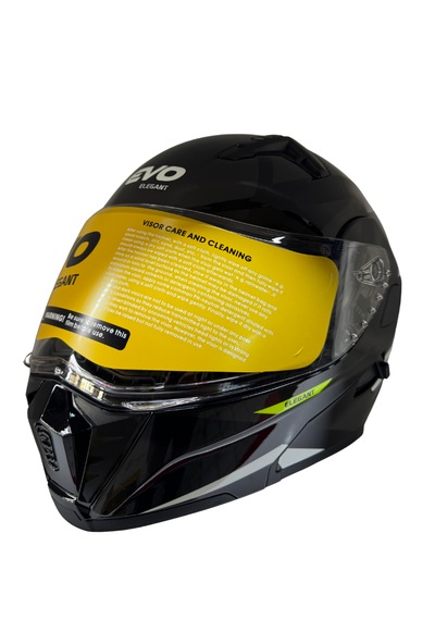 Kask Evo Marka Vizörlü Çeneden Açılır Metalik Siyah - Gri