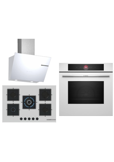Bosch White Deluxe HBG7341W1 3D Fry - PNQ7B2P31O 75 CM Wok Bek - DWK66PJ20T 3 Lü Ankastre Set 619