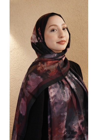 Mirsoy Scarf Pamuk Etnik Desen Şal Bordo