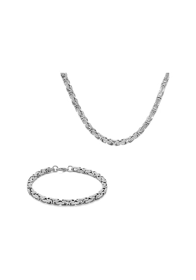 Silver Renk Kalınlık 5 Mm 317L Çelik Kral Zincir&Bileklik Kombini (500208549)