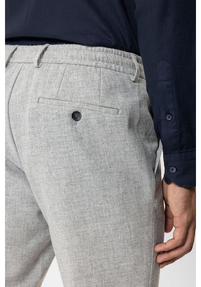 Back And Bond Açık Gri Slim Fit Beli Bağcıklı Yünlü Jogger Pantolon Çok Renkli