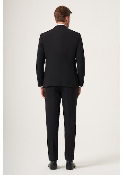 İmza Siyah Kırlangıç Yaka Tam Astar 6 Drop Slim Fit Esnek Takım Elbise 1001265162