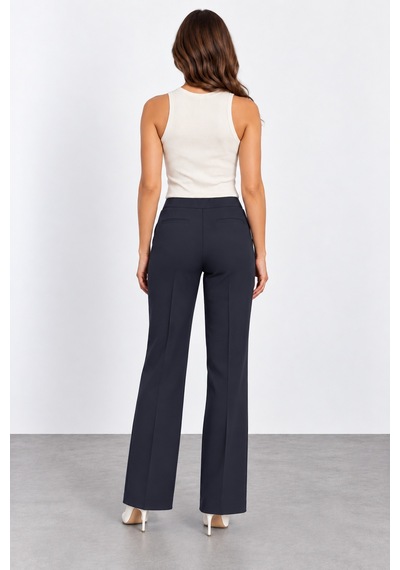 Bihan Store Kadın Beli Lastikli İspanyol Paça Pantolon W27-1592 - Siyah