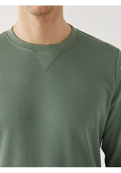 Lcwaıkıkı Classic Yeşil Bisiklet Yaka Uzun Kollu Erkek Sweatshirt
