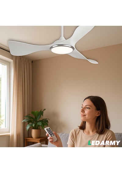 Cata Ct-3000 Modern Tavan Vantilatörü Beyaz Led Işıklı Ve Uzaktan Kumandalı Led Sessiz Motor Şık Tasarım 3 Renk