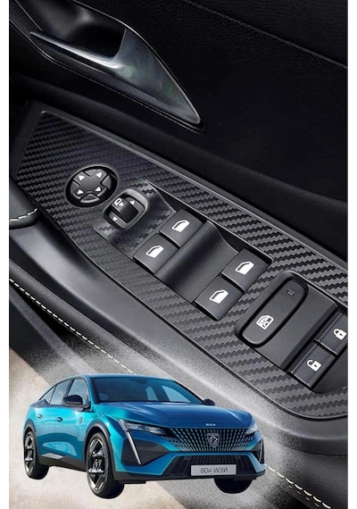 Peugeot 408 İle Uyumlu İç Trim Folyo Kaplama Set Mat Karbon Siyah