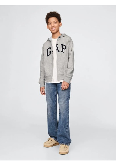 Gap Gri Erkek Çocuk Logo Relaxed Fermuarlı Sweatshirt