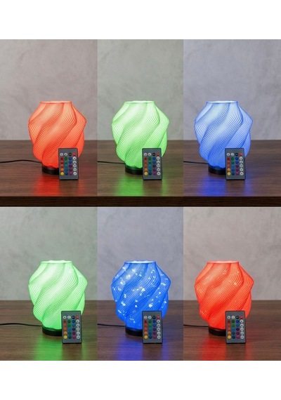 Rgb Kumandalı 3d Tasarım Modern Masa Lambası - 16 Renk Seçenekli Dekoratif Gece Lambası Çok Renkli