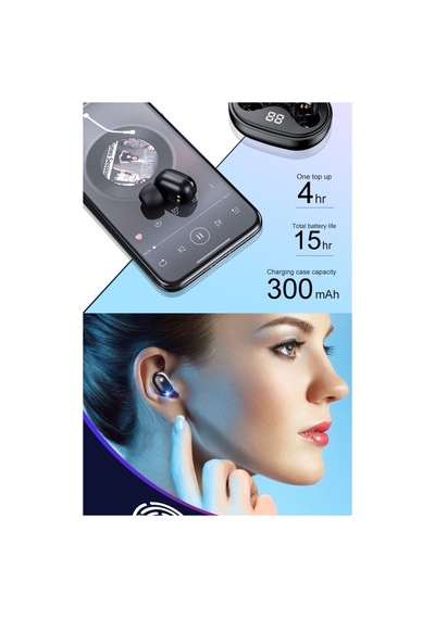 Siyah Pro Ledli Şarj Göstergeli 5.0 Bluetooth Kulaklık Uyumlu