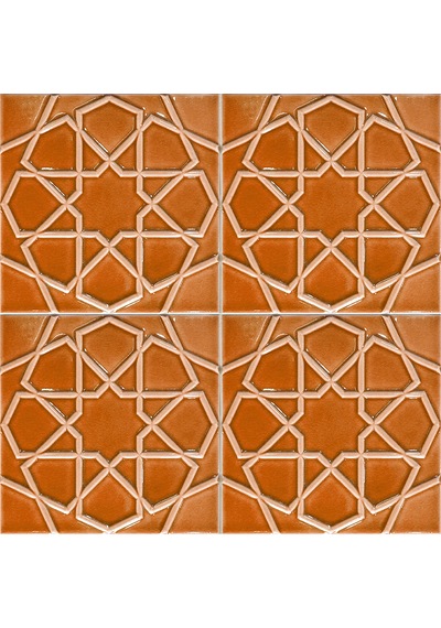 Armada Çini 20x20 Cm Rölyefli Karamel Selçuk Yıldızı Deseni Çini