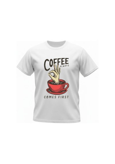 Urbantrendstore Unisex Kahve Temalı Oversize Fit Rahat Geniş Salaş T-shirt Günlük Tişört Beyaz
