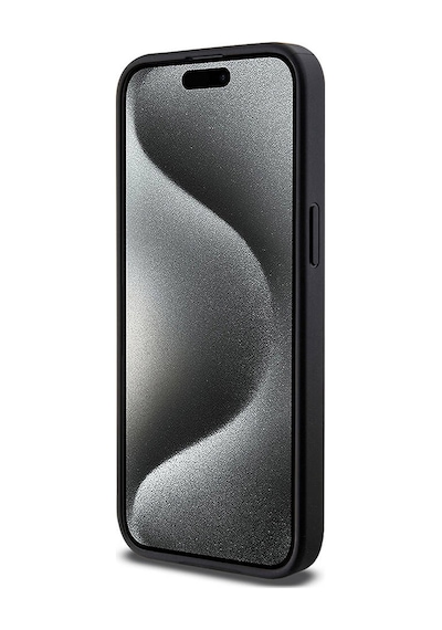 Apple Uyumlu iPhone 15 Pro Max Kılıf Guess Magsafe Şarj Özellikli Pu Deri Desenli Metal Plaka Logolu Siyah