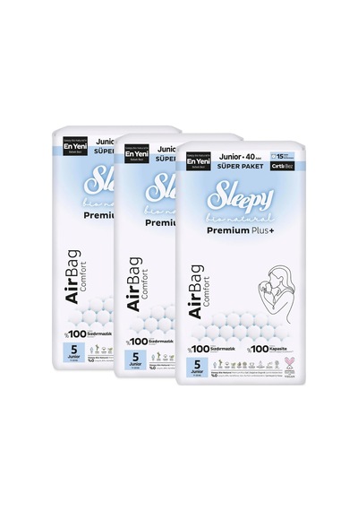 Sleepy - Bio Natural Premium Plus Airbag Comfort Mega Paket Bebek Bezi 5 Numara Junior 120 Adet