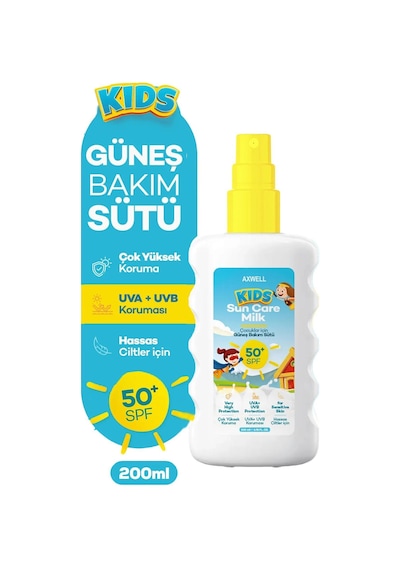 Axwell Kids Çok Yüksek Koruyucu Çocuk İçin Yüz & Vücut Güneş Sütü Spreyi