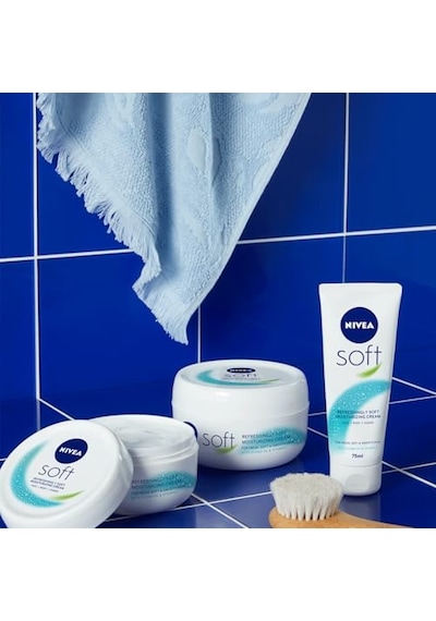 Nıvea Soft Krem 75 Ml, Nemlendirici Bakım Kremi, Yüz, Vücut, El, Jojoba Yağı Ve E Vitamini İle Cilt Bakımı, Anında Emilen Hafif Formül, Tüm Ciltler İçin