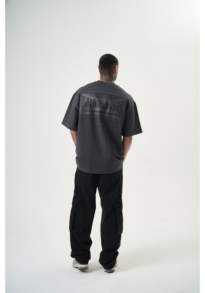 Respire Erkek Da Vinci Baskılı Oversize T-shirt Füme