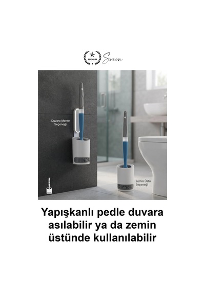 Tuvaletfırçası Deterjan Hazneli Silikon Tuvalet Fırçası Duvara Monte Askılı Yapışkanlı Havalandırma Çok Renkli
