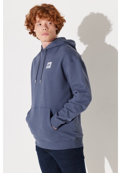 Lee Loose Fit Rahat Kesim Pamuk Kapüşonlu Şardonlu İndigo Sweatshirt LM02RJA66 İndigo