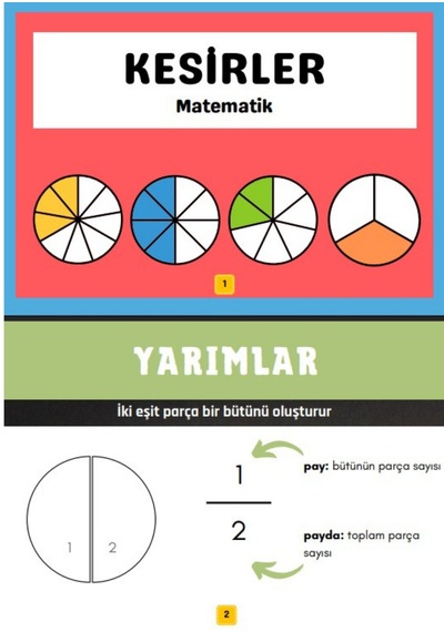 Çocuklara Kesirleri Öğreten Yaz-sil Kitabı