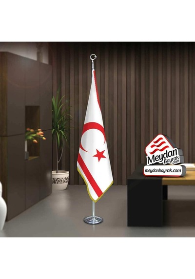 Kuzey Kıbrıs Türk Cumhuriyeti Bayrak -ofis -makam-toplantı Odaları -direkli -saçaklı Makam Bayrağı 1