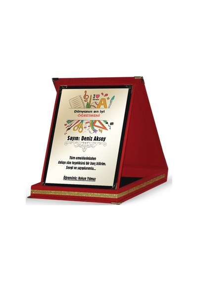 Kişiye Özel Kırmızı Plaket öğretmenler Günü Temalı-3