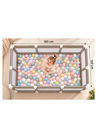 Avocado Güvenli Çocuk Ve Bebek Oyun Alanı 180x120 Oyun Pedi Topları Oyun Parkı