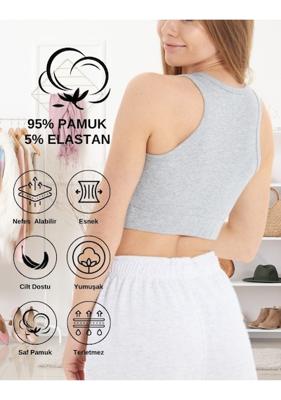 Alya Underwear Kaşkorse Spor Bra Gri Melanj