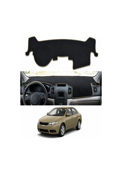 Kia - Cerato 2008-2012 Uyumlu Torpido Koruma Kılıfı - Taba Şeritli