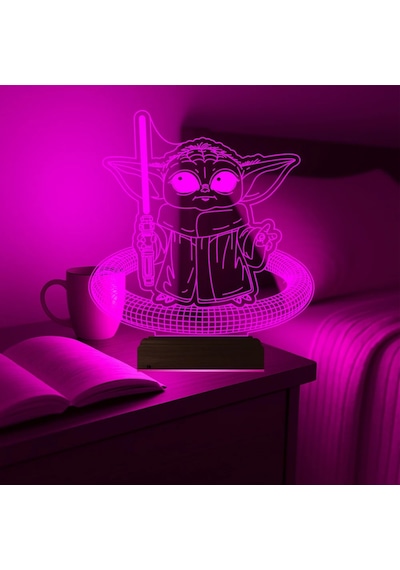Luvivia Çizgi Film Yoda 3d Lamba - Masa Gece Lambası V2 Şeffaf
