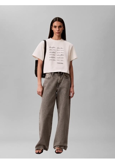 Calvin Klein Ss Cropped Boxy Grap, Yas, Xxs Krem Kadın T-shirt